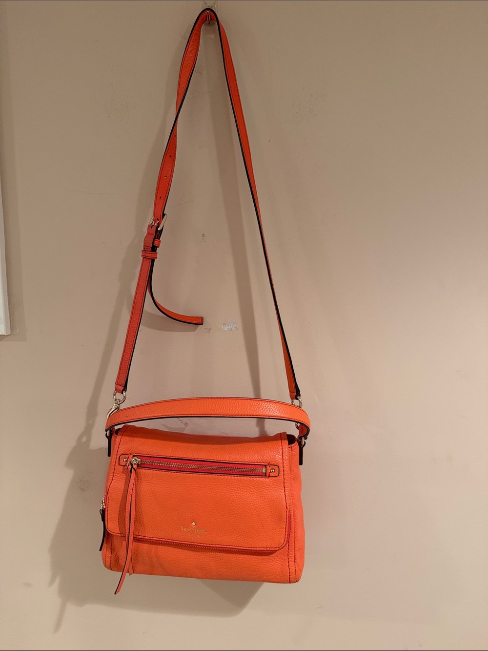 kate spade Orange Pebble Leather Crossbody Satchel
